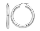 Sterling Silver Medium Hoop Earrings 1 1/2 Inch (5.0mm)